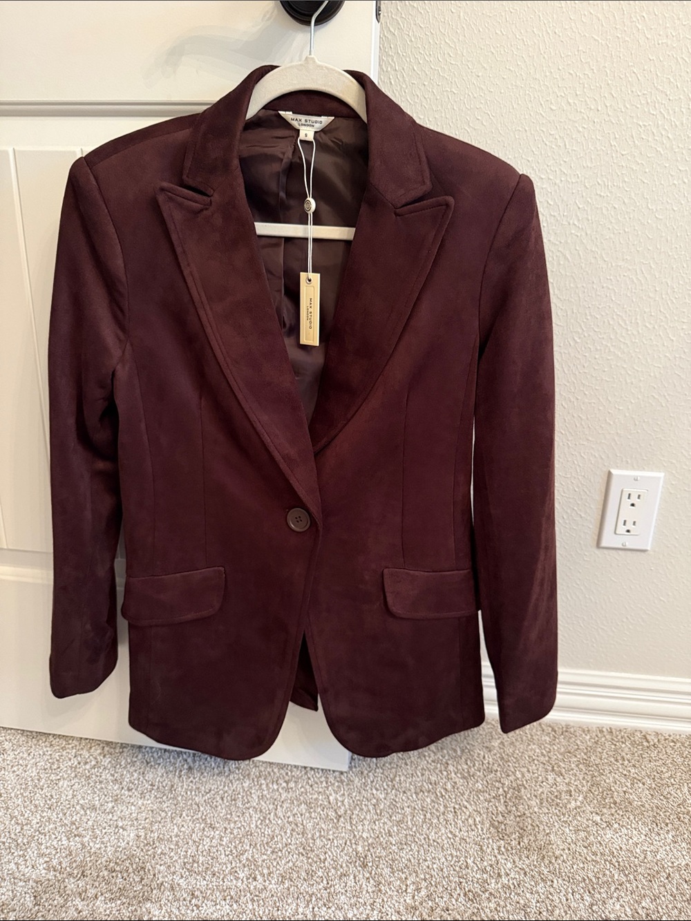 Dark Brown faux suede blazer